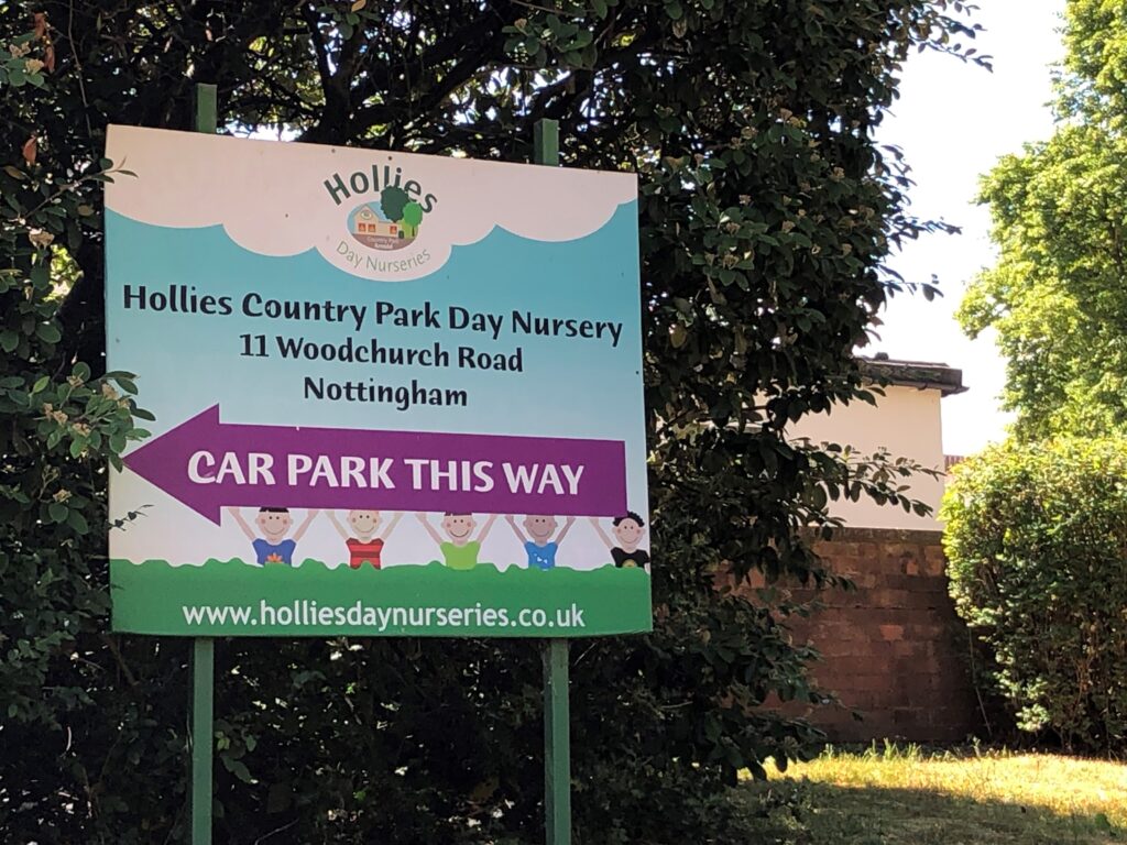 Hollies nursery sign