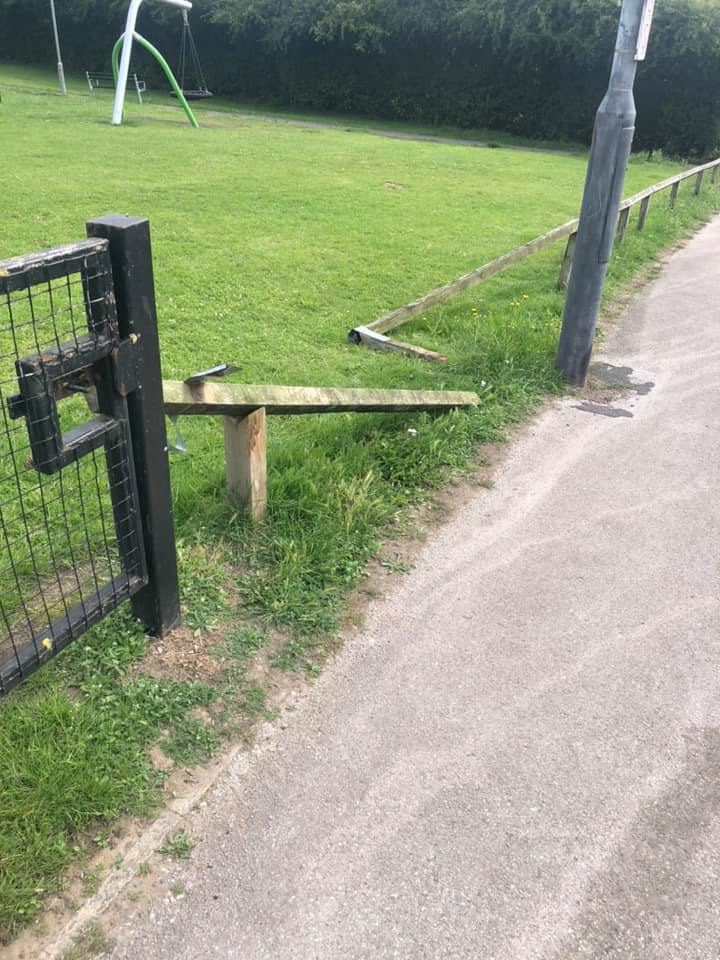Broken perimeter fence at Muirfield Park