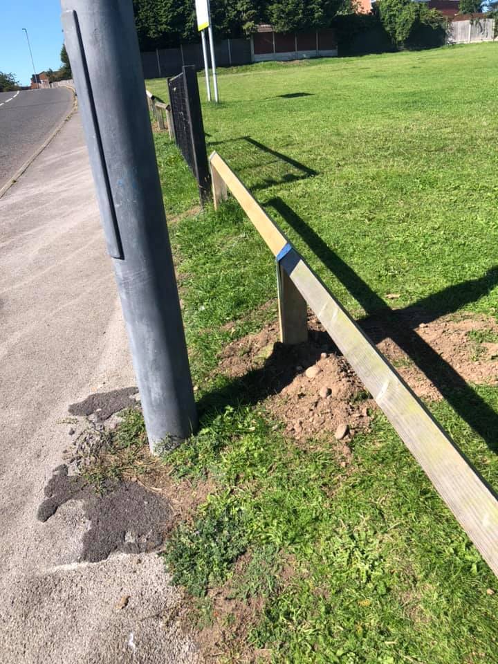 Repaired fence at Muirfield Park
