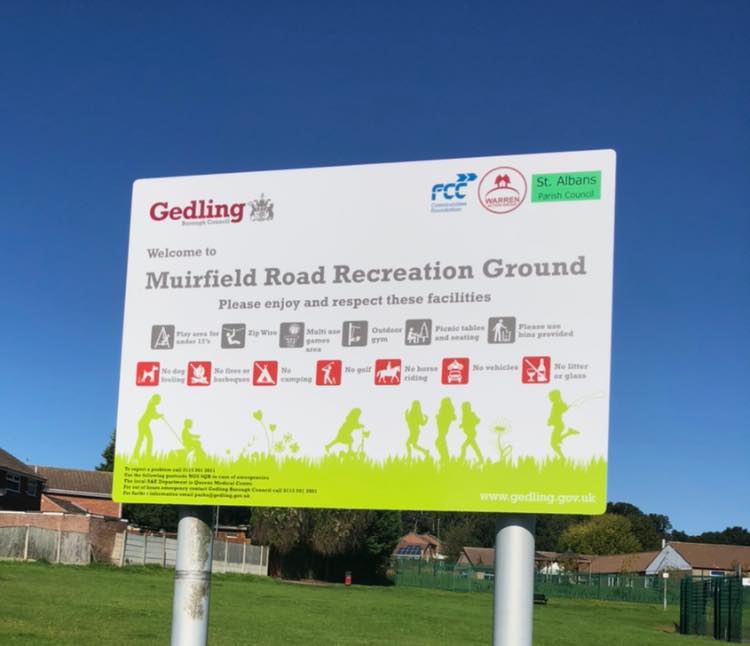 New sign at Muirfield Park
